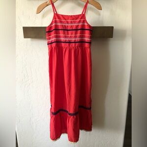 Japna Girl|Red boho maxi dress with embroidered stitching detail, tiered ruffle•